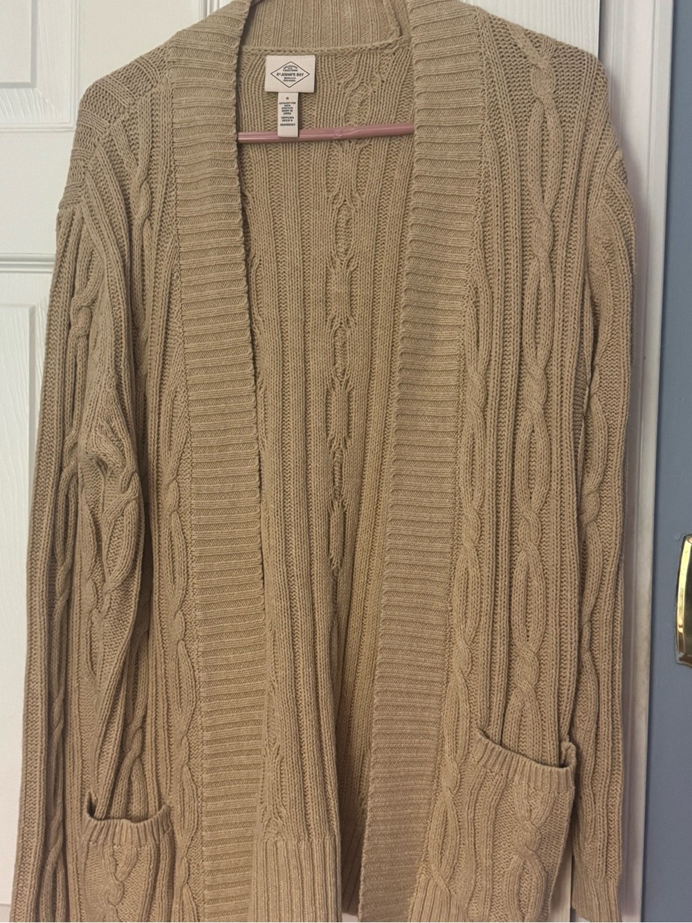 St. John’s Bay Beige Cable Knit Open-Front Cardigan